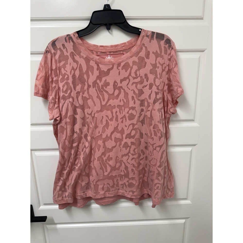Oleg Cassini Sport Pink Burnout Top with Tank Cami Layered Pullover Womens XL